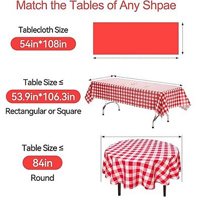 Disposable Gingham Tablecloth, Checkered, Waterproof, Durable