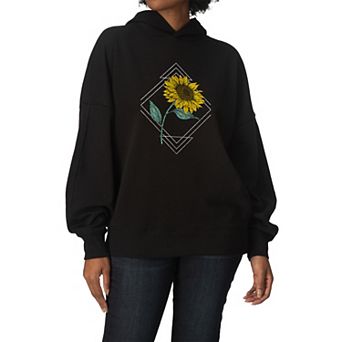 Women's Sunflower Abstract Oversized Fleece Hoodie Sweatshirt