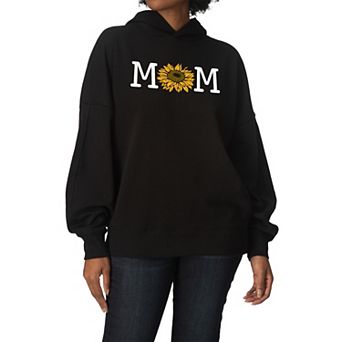 Women's Mom Sunflower Oversized Fleece Hoodie Sweatshirt