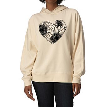 Women's Sunflower Heart Oversized Fleece Hoodie Sweatshirt
