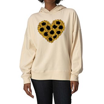 Women's Sunflower Heart Oversized Fleece Hoodie Sweatshirt