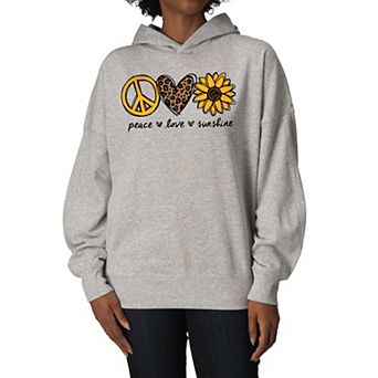 Women's Peace Love Sunshine Oversized Fleece Hoodie Sweatshirt