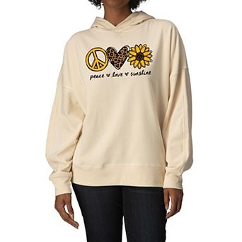 Women's Peace Love Sunshine Oversized Fleece Hoodie Sweatshirt