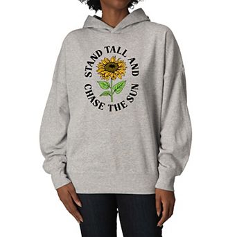 Women's Sunflower Stand Tall & Chase The Sun Oversized Fleece Hoodie Sweatshirt