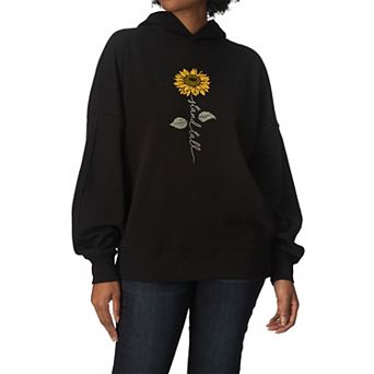 Women's Stand Tall Sunflower Oversized Fleece Hoodie Sweatshirt