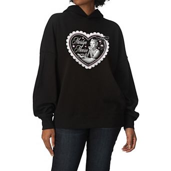 Women's Marilyn Monroe Coquette Lace Heart Oversized Fleece Hoodie Sweatshirt