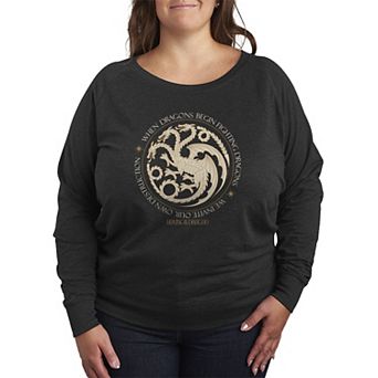 Plus Size House of the Dragon When Dragons Begin Fighting Dragons French Terry Long Sleeve Tee
