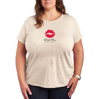 Plus Size Marilyn Monroe Classic Red Lip Mark Graphic Tee