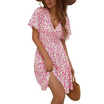 Women's Cute Wrap Mini Dress Summer Casual Dress for Daily Wear
