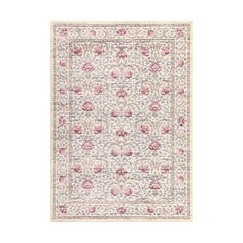 Vintage Floral Area Rug Low Pile Pet Friendly Non Slip Vacuum Clean Carpet for Kid's Room Bathroom
