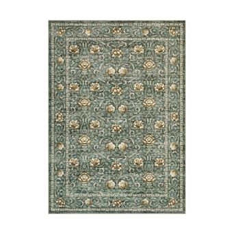 Vintage Floral Area Rug Low Pile Pet Friendly Non Slip Vacuum Clean Carpet for Kid's Room Bathroom