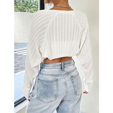 Women's Shrug Cardigan Long Sleeve Open Front Cropped Bolero Arm Tops