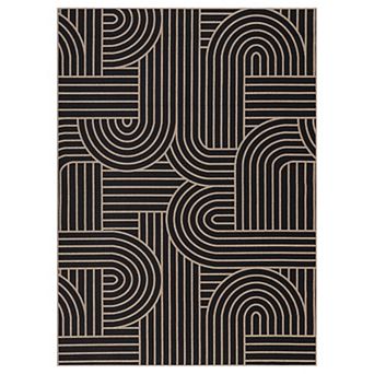 Modern Geometric Area Rug Non Slip Vacuum Clean Ultra Thin Stain Resistant Carpet for Living Room