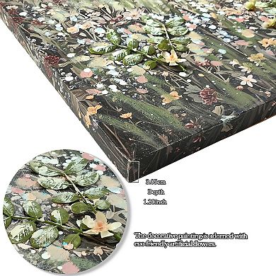 Framed Canvas Wall Art Vintage Decor, Landscape Wall Art, Meadow with Flowers Art, 24" x 36"