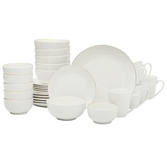 Gibson Home Ogalla 30 pc Plates, Bowls, & Mugs Dinnerware Set Service for 6 Porcelain