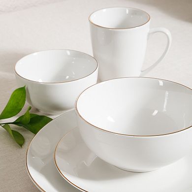 Gibson Home Ogalla 30 Piece Plates, Bowls, & Mugs Dinnerware Set Service for 6 Porcelain
