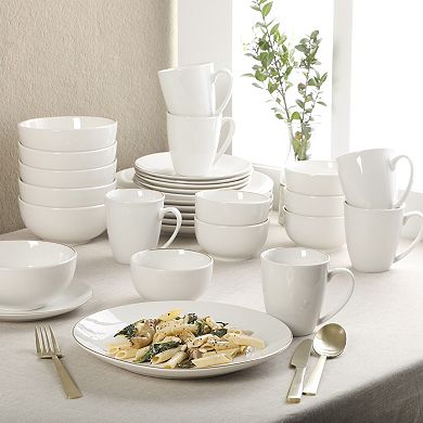 Gibson Home Ogalla 30 Piece Plates, Bowls, & Mugs Dinnerware Set Service for 6 Porcelain