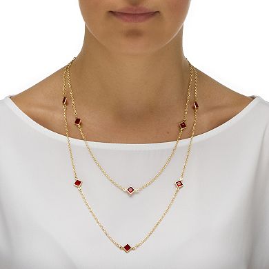 Simulated Birthstone Necklace in Yellow Goldtone