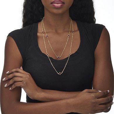 Simulated Birthstone Necklace in Yellow Goldtone