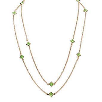 Simulated Birthstone Necklace in Yellow Goldtone
