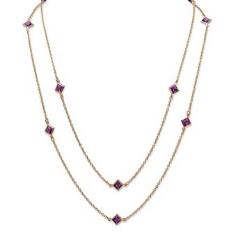 Simulated Birthstone Necklace in Yellow Goldtone