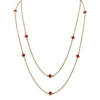 Simulated Birthstone Necklace in Yellow Goldtone