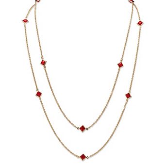 Simulated Birthstone Necklace in Yellow Goldtone