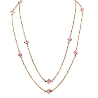 Simulated Birthstone Necklace in Yellow Goldtone