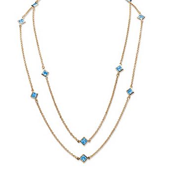 Simulated Birthstone Necklace in Yellow Goldtone