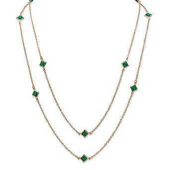 Simulated Birthstone Necklace in Yellow Goldtone