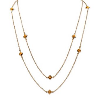 Simulated Birthstone Necklace in Yellow Goldtone