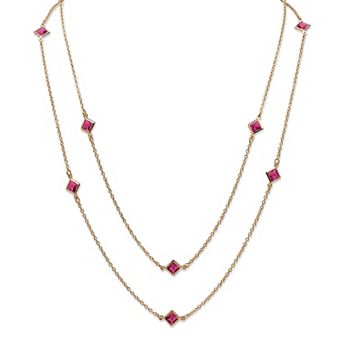 Simulated Birthstone Necklace in Yellow Goldtone