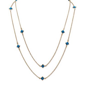 Simulated Birthstone Necklace in Yellow Goldtone