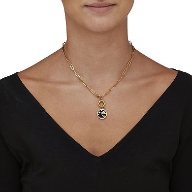Crystal Space Pendant Yellow Gold Ion-Plated Pendant Necklace, 17 Inches