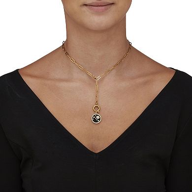 Crystal Space Pendant Yellow Gold Ion-Plated Pendant Necklace, 17 Inches