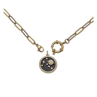Crystal Space Pendant Yellow Gold Ion-Plated Pendant Necklace, 17 Inches