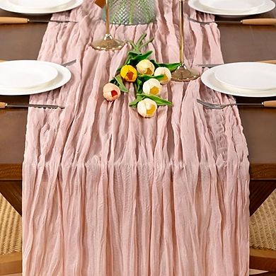 Boho Gauze Table Runner 3pcs, Lightweight, Rustic Decor