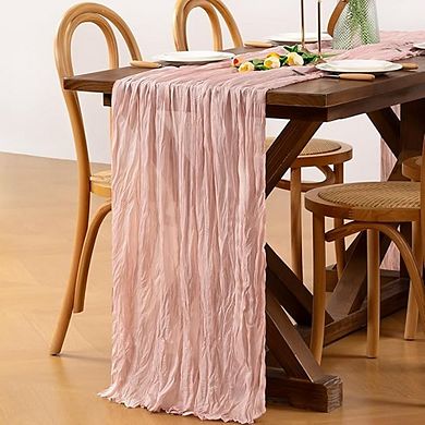 Boho Gauze Table Runner 3pcs, Lightweight, Rustic Decor