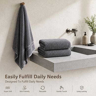 2 Pack Microfiber Bath Towels Soft Absorbent Quick Drying Multi Purpose