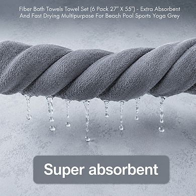 Microfiber Towel Set 6 Pack Extra Absorbent Fast Drying Multipurpose