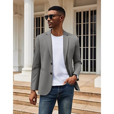 COOFANDY Men Stretch Knitted Blazer Jacket Slim Fit Fashion Wedding Sport Coats