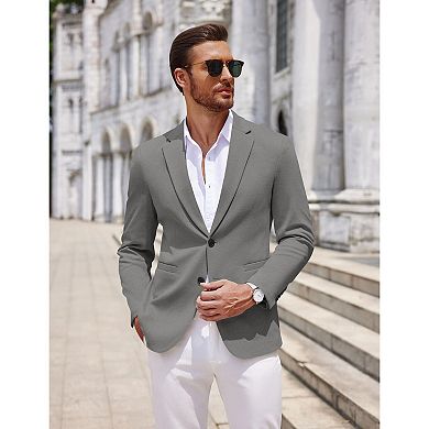 COOFANDY Men Stretch Knitted Blazer Jacket Slim Fit Fashion Wedding Sport Coats