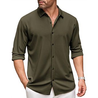 COOFANDY Men' Long Sleeve Dress Shirt Casual Button Down Shirts Wrinkle Free Untucked Shirt
