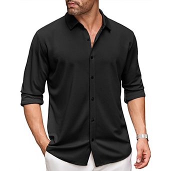 COOFANDY Men' Long Sleeve Dress Shirt Casual Button Down Shirts Wrinkle Free Untucked Shirt
