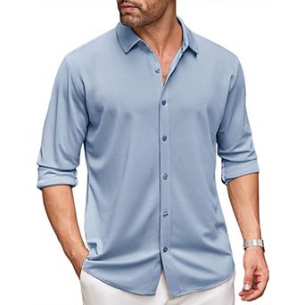 COOFANDY Men' Long Sleeve Dress Shirt Casual Button Down Shirts Wrinkle Free Untucked Shirt
