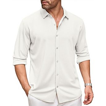 COOFANDY Men' Long Sleeve Dress Shirt Casual Button Down Shirts Wrinkle Free Untucked Shirt