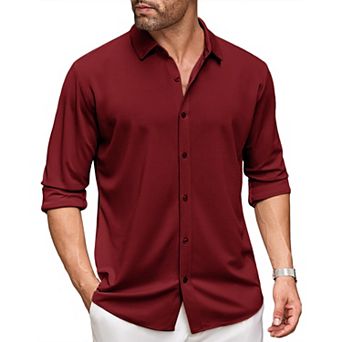 COOFANDY Men' Long Sleeve Dress Shirt Casual Button Down Shirts Wrinkle Free Untucked Shirt