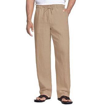 COOFANDY Men' Casual Linen Pants Cotton Elastic Waist Drawstring Trousers