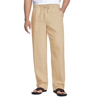 COOFANDY Men' Casual Linen Pants Cotton Elastic Waist Drawstring Trousers