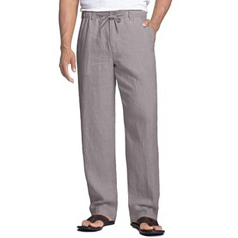 COOFANDY Men' Casual Linen Pants Cotton Elastic Waist Drawstring Trousers